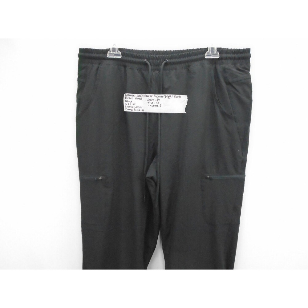 Eddie Bauer Pants Rainier Women Size 14 (36x31) Black Flannel Lined Jogger - Picture 2 of 11